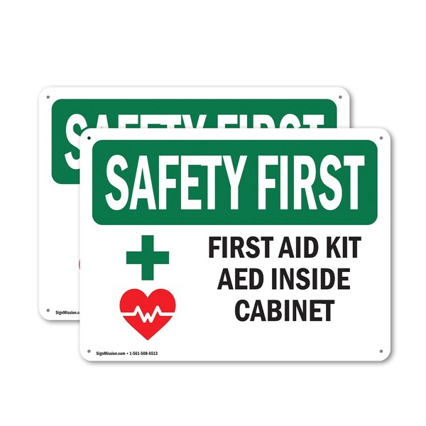 Signmission First Aid Kit AED Inside Cabinet With Symbol, 10 in W x Rectangle, Plastic OS-2PACK-SF-P-710-L-10622 - main